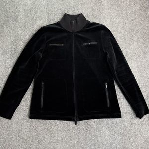 Lauren Ralph Lauren Velour Jacket Womens Size Medium Black Full Zip Pockets
